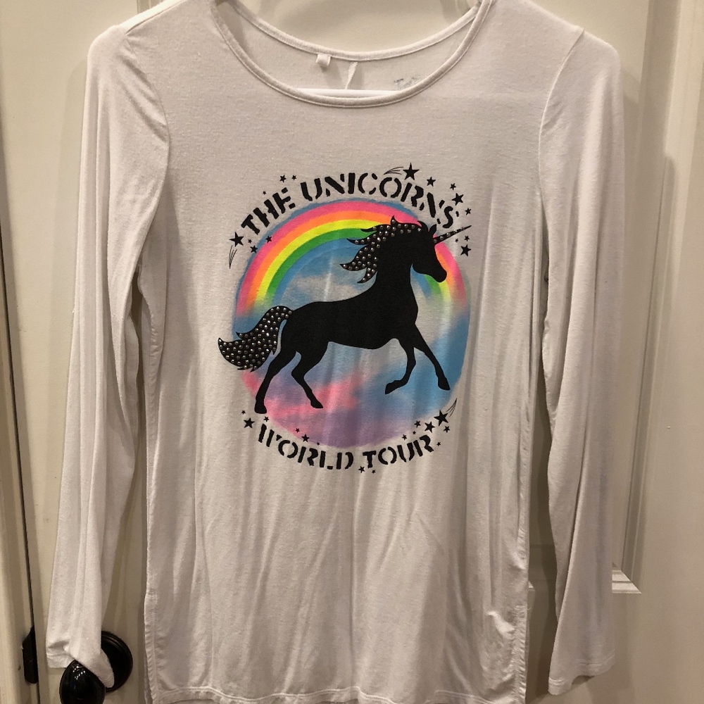 Sz 12 long sleeve Justice tee shirt w/Unicorn